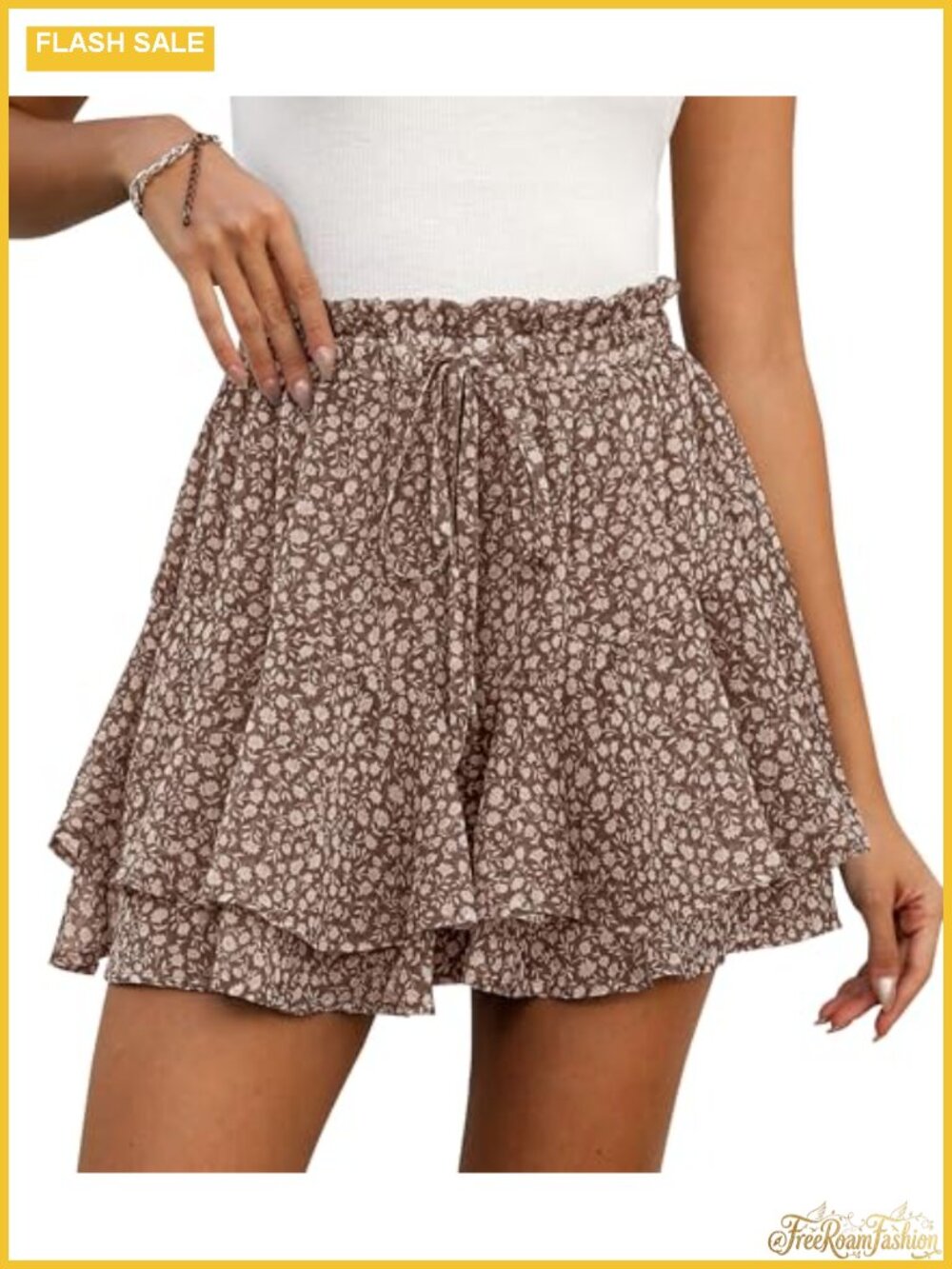 Women's Chiffon Skorts High Waisted Drawstring Ruffle Shorts